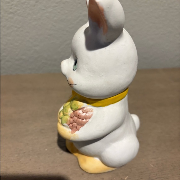 White and Yellow Bunny Piggy Bank with Upright Ears - Picture 3 of 4
